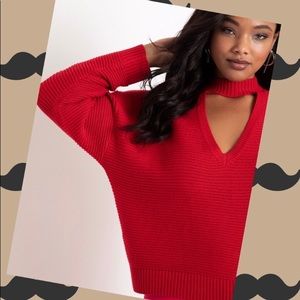 Red Cutout Sweater